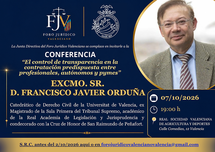CONFERENCIA | El control de transparencia en la contratación predispuesta entre profesionales, autónomos y pymes