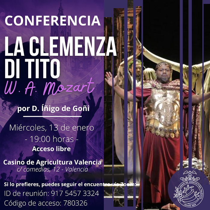 CONFERENCIA OPERÍSTICA | “La clemenza di Tito” de W. A. MOZART por Íñigo de Goñi
